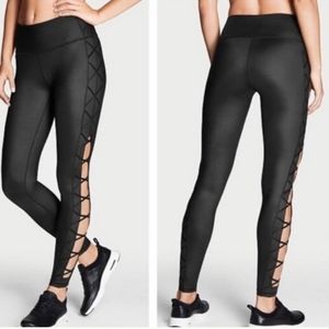 VSX Sport Knockout Lace Up Leggings Faux Leather Size Small